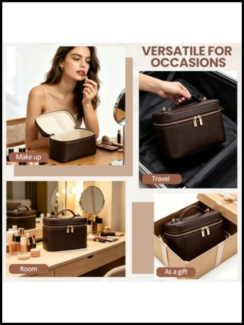 Vegan Leather Hard Cosmetic Organizer Travel Makeup Bag Vanity Case